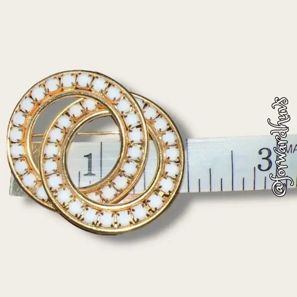 Vintage Gold Brooch with White “Stones”